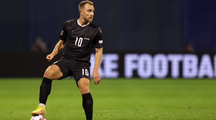 Christian Eriksen playing for Denmark.